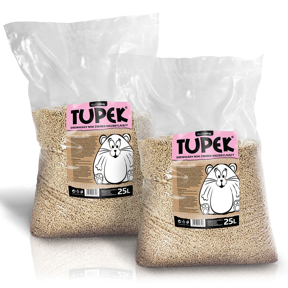 Drewniany żwirek dla kociąt i gryzoni -Tupek 2 × 15 kg