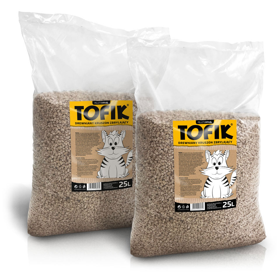 Tofik naturalny żwirek zbrylający dla kota 2×25 L