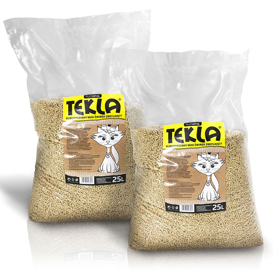 Tekla – kukurydziany żwirek zbrylający 3 mm – 2 x 15 KG